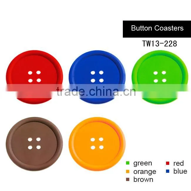 Novelty button shape silicone drink coasters
