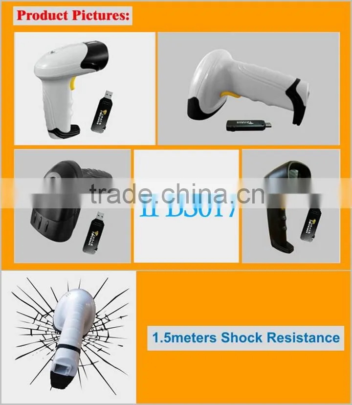 Wireless Barcode Scanner With Memory In Stock Black Color IPBS017