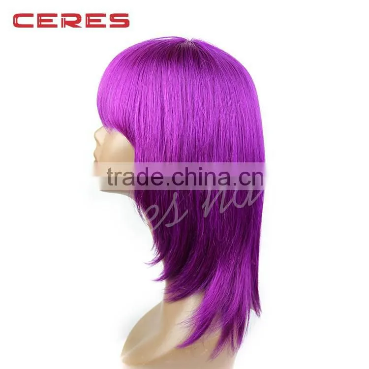 wholesale silky straight purple color brazilian lace wig for black women