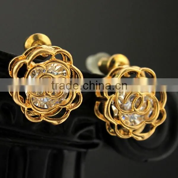 good quality hot sale rose flower model dianonds ear studs