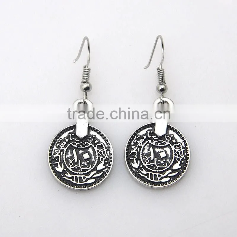 Hot sale classical ethnic style statement long two layers necklace pendant earrings brassiness jewelry set