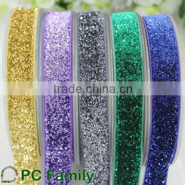 5/8" apple green Glitter Elastic Ribbon hairband DIY Ribbon