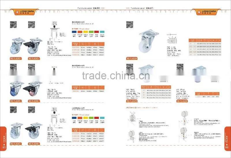 threaded plastic wheels with decorative cap chair locking casters furniture wheel YL-6310