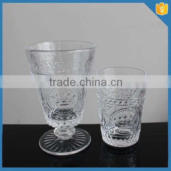 Pressed French Design glass Wine Goblet