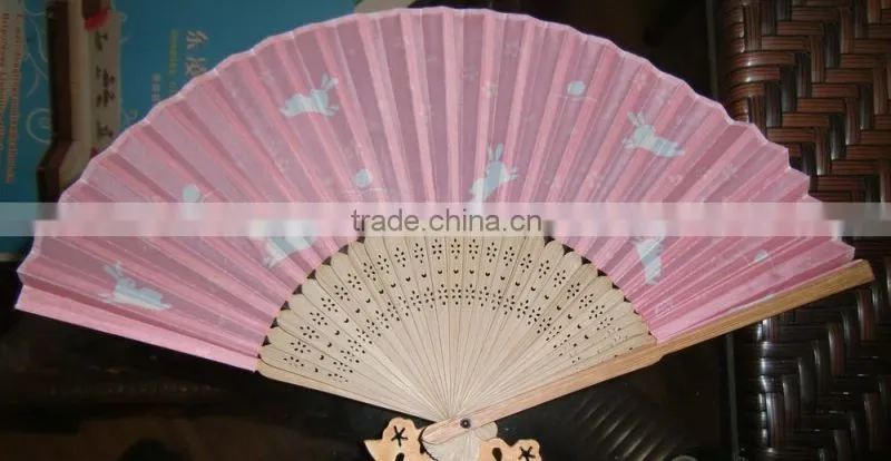 Trational hand fan bamboo handle with your logo