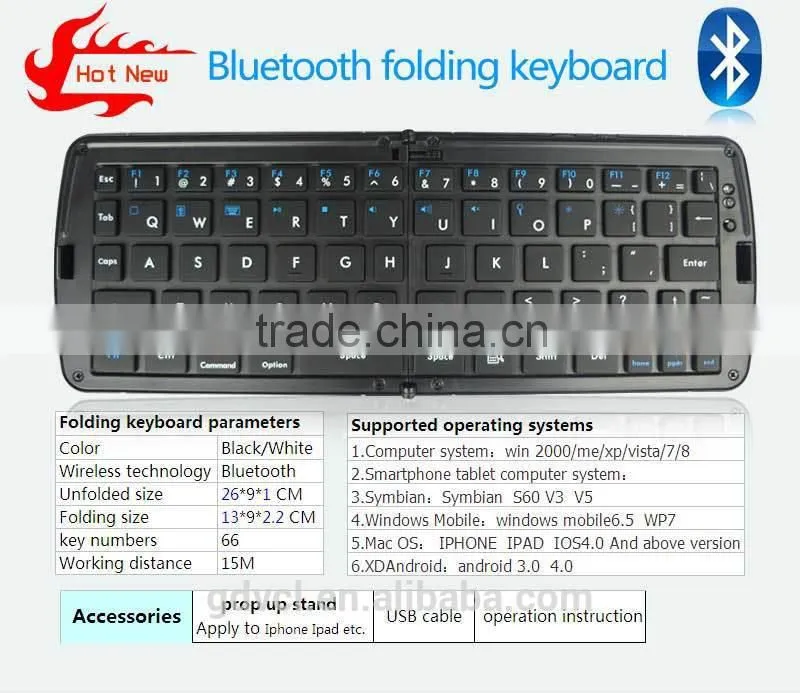 Mini custom folding bluetooth keyboard Folded Keyboard for smart phone