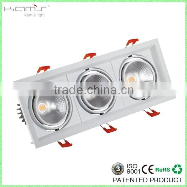 3*10w trimless recessed cob led grille light PMMA Lens adjustable spot light warm white 3000k