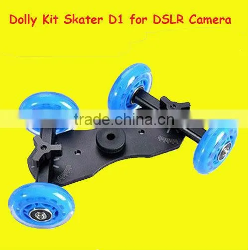 Camera Video DSLR Rig Movie Truck Skater Wheel TableTop Dolly Kit