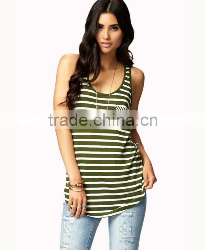 100%Rayon Women Multi-Stripe Racerback Tank top/vest/singlet