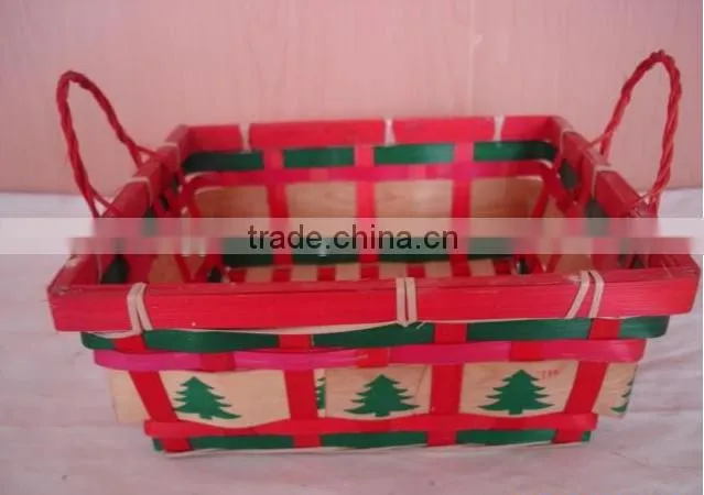 Festival decoration bamboo christmas basket with handles