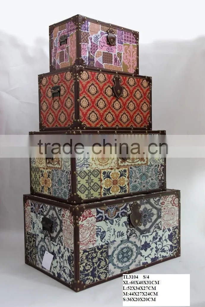 Vintage Decorative Wooden Storage Trunk Box