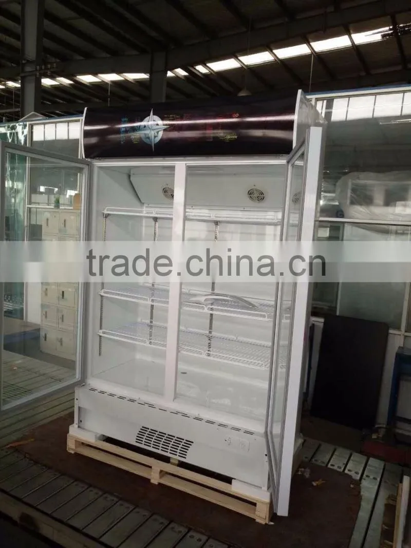 supermarket showcase refrigerators vertical refrigerated showcase two door beverage coolers