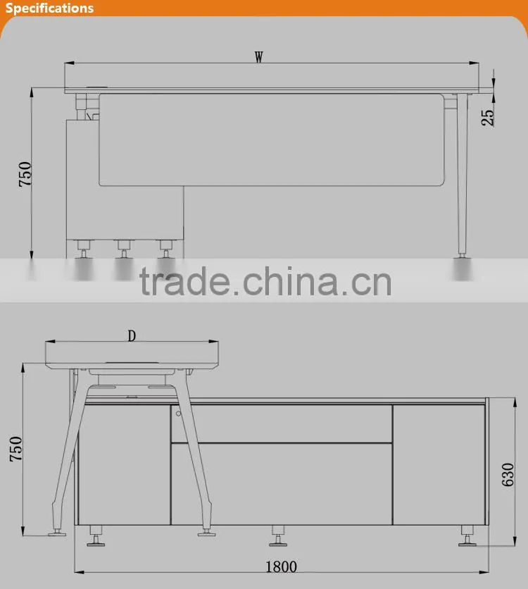 latest design hot sale manager desk with alum frame
