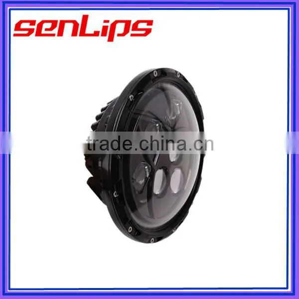 9inch 60W led jeep wrangler headlight with anger eyes color changing blue orange light