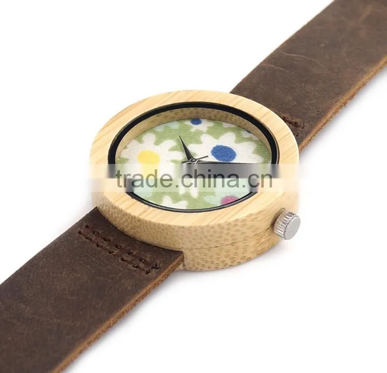 Hotsale bamboo watches with leather strap wooden watches