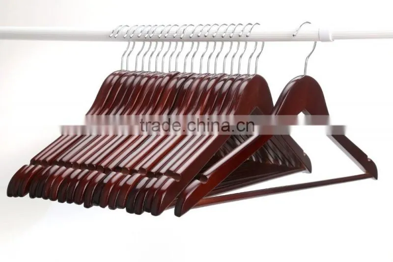 Natural wooden clips garment hotel anti theft ring wood hospitality coat hanger