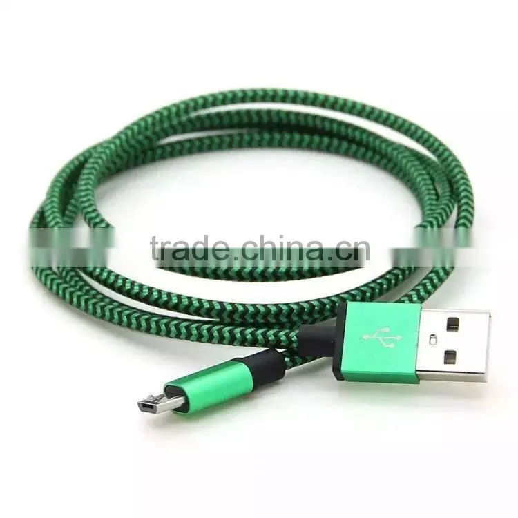 High Quality Colorful 1M 3FT for Samsung Braided Nylon Fabric Micro Charger Usb Cable