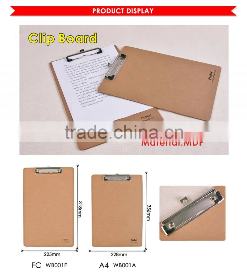 MDF A4/FC Clip Board/Stationery Writing Board