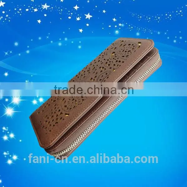2015 hot selling laser hollow out design leather clutch purse for women/girls/ladies