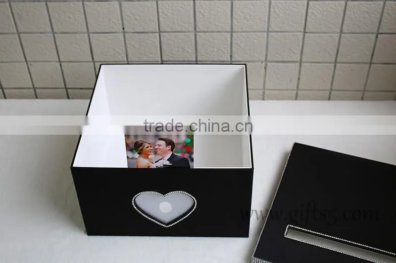 Elegant black wedding money box in handmade with photo frame wedding decorations