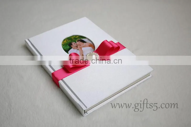Custom Handmade Wholesale Wedding Guest Books with silk hardcover