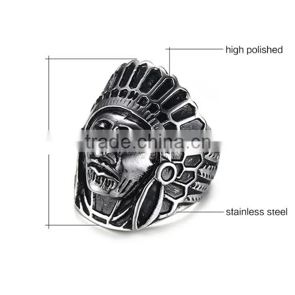 Men's Indian Head Stainless Steel Ring 2016