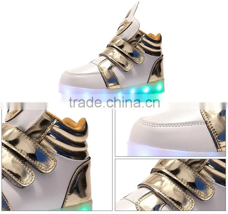 2016 The Newest Fashionable High Neck Kid Shoe LED Light Up Shoe