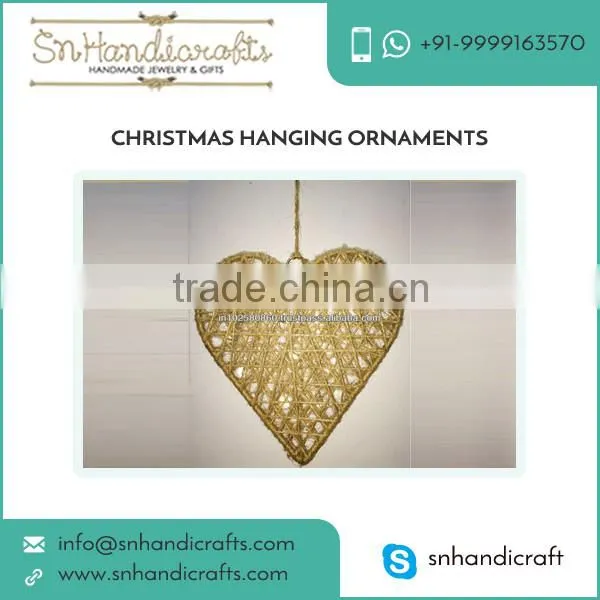 Hand Woven Heart Shaped Christmas Decoration for Christmas Tree at Low Price