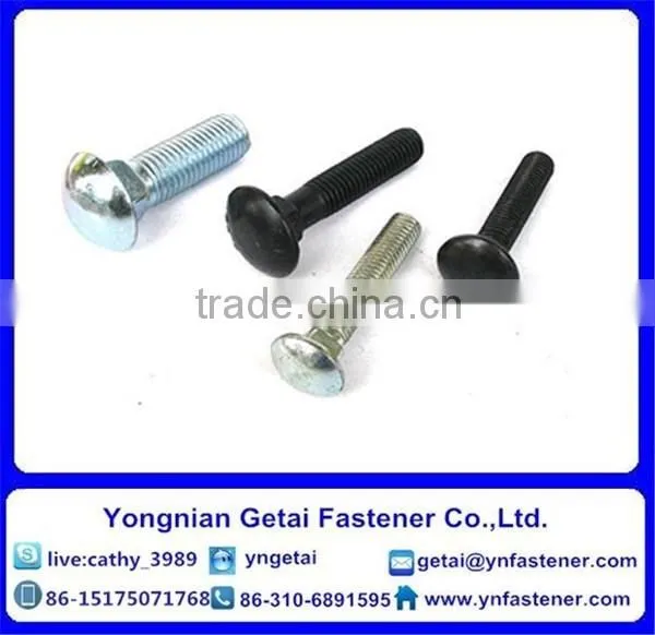 Round head bolts,Grade A,B,C, with black /yellow zinc plated/blue white
