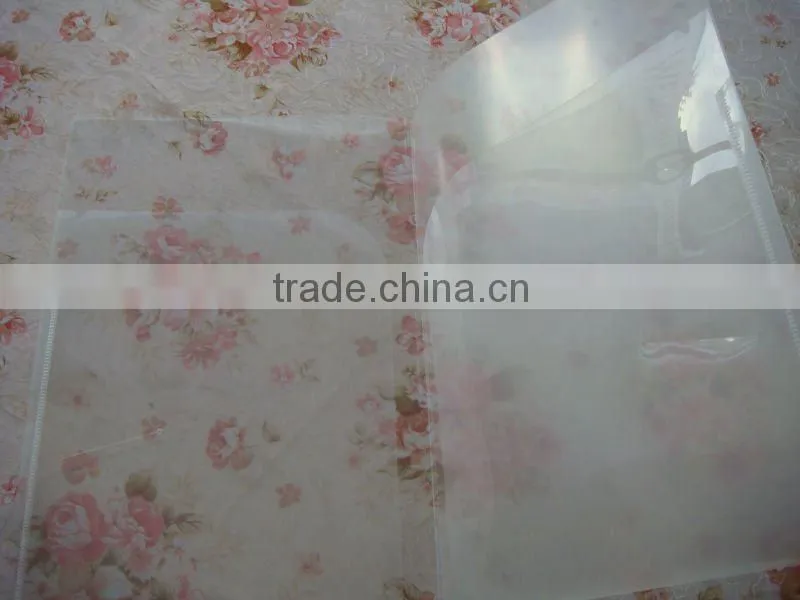 Clear plastic folder with paper inside