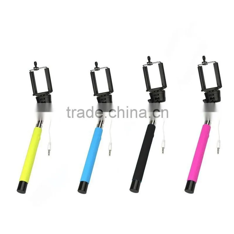 manufacturer price colorful selfie stick with cable for travel Mini Wired handheld monopod cable take pole selfie stick Z07-5S