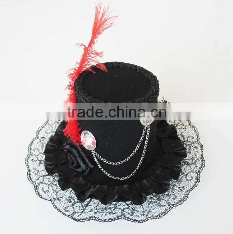 MYLOVE party hat for women red feather rose hat MLGM040