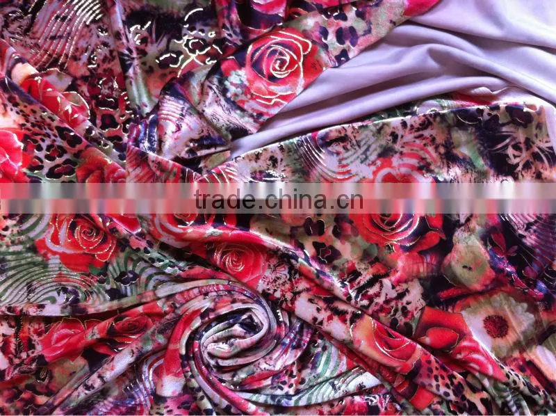 Gold Foil velvet fabric for Dress