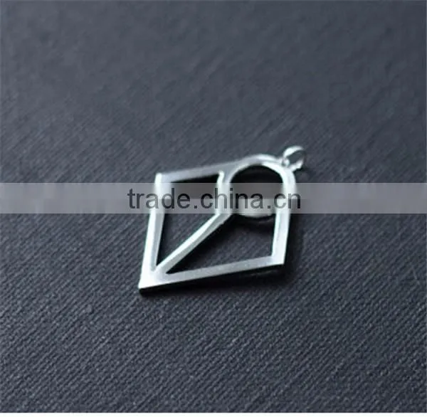 Classic Hollow Silver Pendant Stainless Steel Mens Polished Small Charm Jewelry