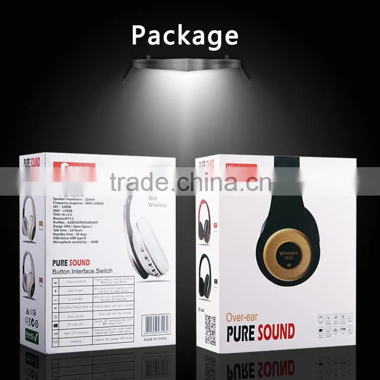 SNHALSAR New S930 stereo V4.0 headphone wireless bluetooth headset with good battery