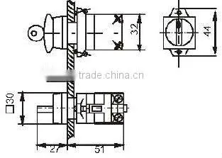 40mm mushroom head auto-reset key switch,selector switch, KD39A-11MY