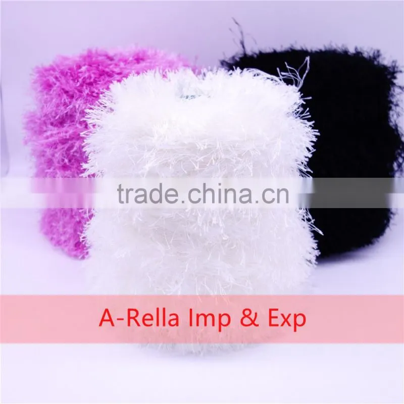 100% polyester feather yarn , with heat setting , lurex yarn