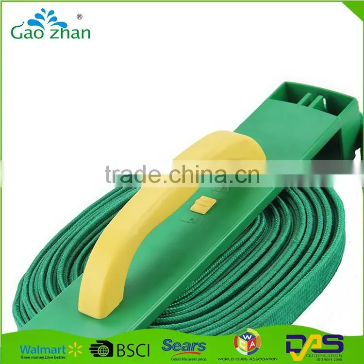 15m Flat Garden Hose Pipe hose Reel With 4 ways Spray Nozzle Gun Outdoor Watering Hose 15M