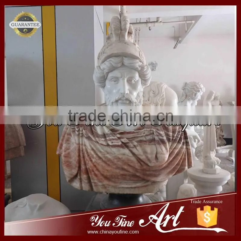 Life Size Marble warrior head bust statue