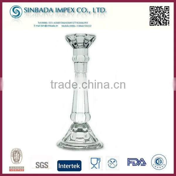 2015 wholesale hot sale cheap glass material long stem candle holder