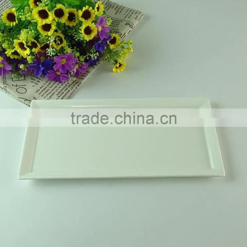high quality white rectangle porcelain plate stock for hotel