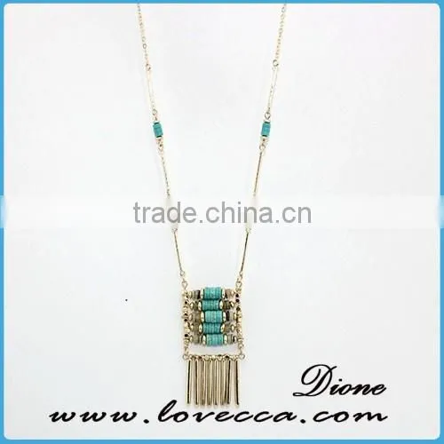 Fashion wholesale handmade gemstone long chain tassel charm necklace