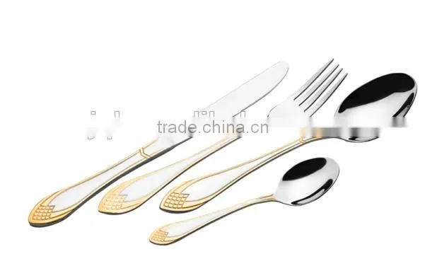 Black gold plated stainless steel cutlery set/flatware set