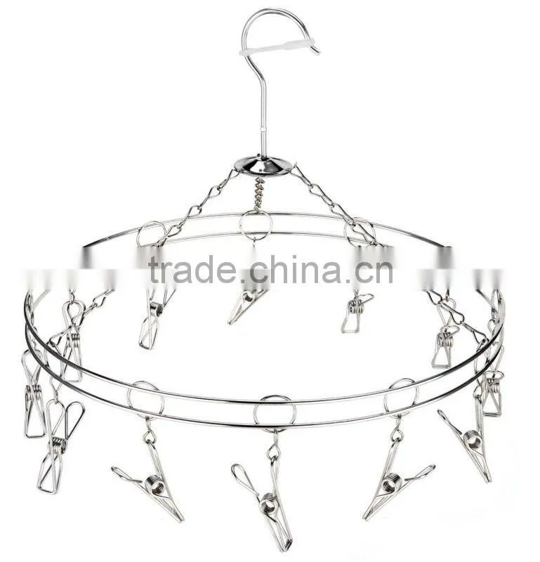 Stainless steel metal clothes hanger socks hanger folding drying rack hanger