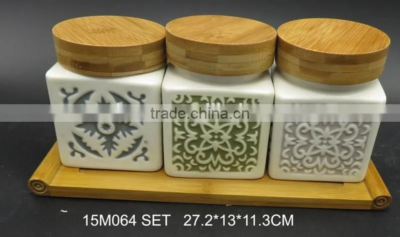 Classical Pattern Ceramic Canisters Kitchen airtight jar