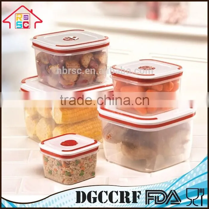 NBRSC 5 PCS Plastic Vacuum Food Storage Container in Square Shape Easy Storage Food Container
