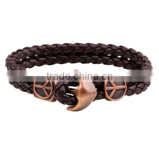 Fashion bracelet men leather bracelet anchor bracelet