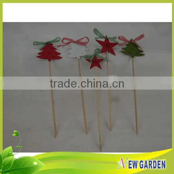 Garden decoration plastic and bamboo round decorative floral sticks