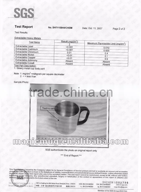 customized stainless steel thermal mug