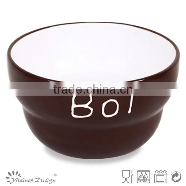 light color unique shape footed ceramic two tone soup bowl